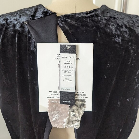 BCBGMAXAZRIA Black Crushed Velvet Evening Long Gown Size S - Picture 8 of 10